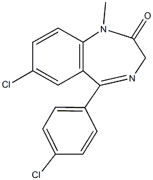 7-chloro-5-(4-chlorophenyl)-1-methyl-1,3-dihydro-2H-1,4-benzodiazepin-2-one 구조식 이미지