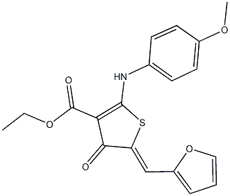 ethyl 5-(2-furylmethylene)-2-(4-methoxyanilino)-4-oxo-4,5-dihydrothiophene-3-carboxylate 구조식 이미지