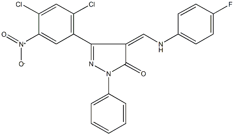 5-{2,4-dichloro-5-nitrophenyl}-4-[(4-fluoroanilino)methylene]-2-phenyl-2,4-dihydro-3H-pyrazol-3-one Structure