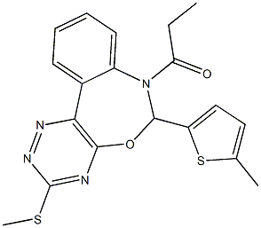 3-(methylsulfanyl)-6-(5-methyl-2-thienyl)-7-propionyl-6,7-dihydro[1,2,4]triazino[5,6-d][3,1]benzoxazepine Structure