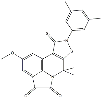9-(3,5-dimethylphenyl)-2-methoxy-7,7-dimethyl-10-thioxo-9,10-dihydro-7H-isothiazolo[5,4-c]pyrrolo[3,2,1-ij]quinoline-4,5-dione 구조식 이미지