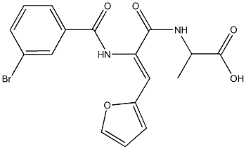 N-[2-[(3-bromobenzoyl)amino]-3-(2-furyl)acryloyl]alanine 구조식 이미지