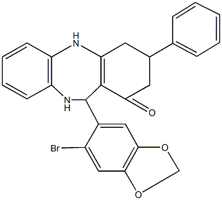 11-(6-bromo-1,3-benzodioxol-5-yl)-3-phenyl-2,3,4,5,10,11-hexahydro-1H-dibenzo[b,e][1,4]diazepin-1-one Structure