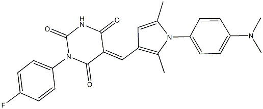 5-({1-[4-(dimethylamino)phenyl]-2,5-dimethyl-1H-pyrrol-3-yl}methylene)-1-(4-fluorophenyl)-2,4,6(1H,3H,5H)-pyrimidinetrione 구조식 이미지