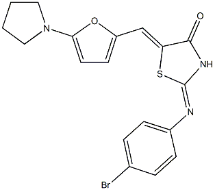 2-[(4-bromophenyl)imino]-5-{[5-(1-pyrrolidinyl)-2-furyl]methylene}-1,3-thiazolidin-4-one Structure