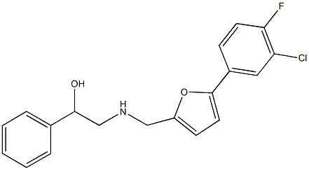 2-({[5-(3-chloro-4-fluorophenyl)-2-furyl]methyl}amino)-1-phenylethanol Structure