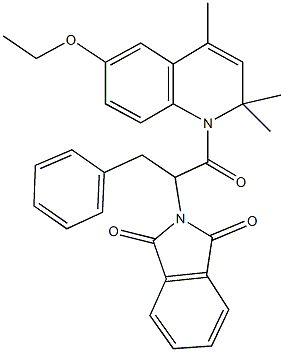 2-[1-benzyl-2-(6-ethoxy-2,2,4-trimethyl-1(2H)-quinolinyl)-2-oxoethyl]-1H-isoindole-1,3(2H)-dione 구조식 이미지