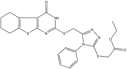 ethyl [(5-{[(4-oxo-3,4,5,6,7,8-hexahydro[1]benzothieno[2,3-d]pyrimidin-2-yl)sulfanyl]methyl}-4-phenyl-4H-1,2,4-triazol-3-yl)sulfanyl]acetate Structure