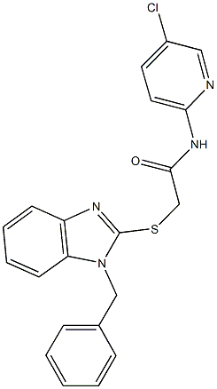 2-[(1-benzyl-1H-benzimidazol-2-yl)sulfanyl]-N-(5-chloro-2-pyridinyl)acetamide 구조식 이미지