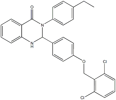 2-{4-[(2,6-dichlorobenzyl)oxy]phenyl}-3-(4-ethylphenyl)-2,3-dihydro-4(1H)-quinazolinone Structure