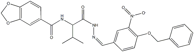 N-[1-({2-[4-(benzyloxy)-3-nitrobenzylidene]hydrazino}carbonyl)-2-methylpropyl]-1,3-benzodioxole-5-carboxamide 구조식 이미지