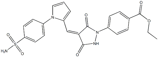 ethyl 4-[4-({1-[4-(aminosulfonyl)phenyl]-1H-pyrrol-2-yl}methylene)-3,5-dioxo-1-pyrazolidinyl]benzoate 구조식 이미지