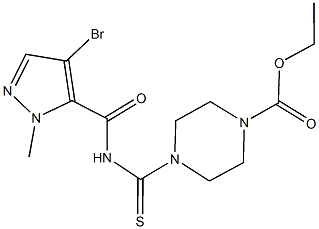 ethyl 4-({[(4-bromo-1-methyl-1H-pyrazol-5-yl)carbonyl]amino}carbothioyl)-1-piperazinecarboxylate Structure