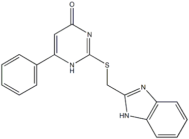 2-[(1H-benzimidazol-2-ylmethyl)sulfanyl]-6-phenyl-4(1H)-pyrimidinone 구조식 이미지