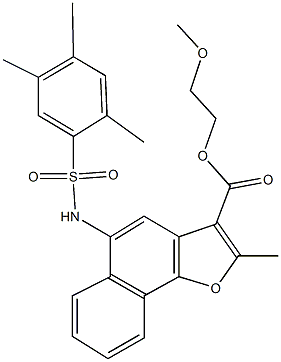 2-methoxyethyl 2-methyl-5-{[(2,4,5-trimethylphenyl)sulfonyl]amino}naphtho[1,2-b]furan-3-carboxylate 구조식 이미지