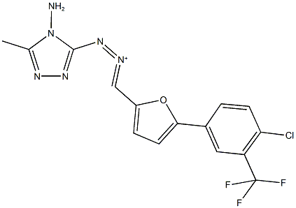 3-[2-({5-[4-chloro-3-(trifluoromethyl)phenyl]-2-furyl}methylene)-2lambda~5~-diazenyl]-5-methyl-4H-1,2,4-triazol-4-amine Structure