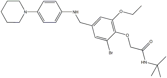 2-(2-bromo-6-ethoxy-4-{[4-(1-piperidinyl)anilino]methyl}phenoxy)-N-(tert-butyl)acetamide 구조식 이미지