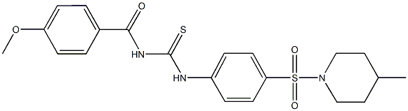 N-(4-methoxybenzoyl)-N'-{4-[(4-methylpiperidin-1-yl)sulfonyl]phenyl}thiourea 구조식 이미지