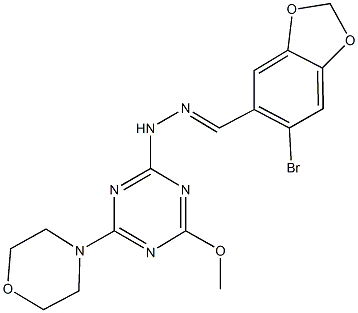 6-bromo-1,3-benzodioxole-5-carbaldehyde [4-methoxy-6-(4-morpholinyl)-1,3,5-triazin-2-yl]hydrazone 구조식 이미지