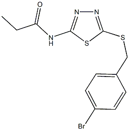 N-{5-[(4-bromobenzyl)sulfanyl]-1,3,4-thiadiazol-2-yl}propanamide 구조식 이미지