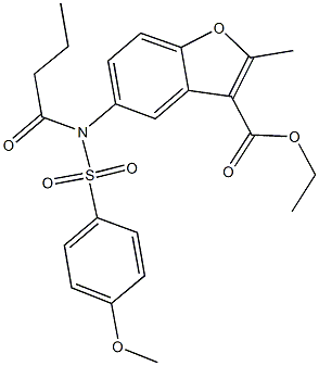 ethyl 5-{butyryl[(4-methoxyphenyl)sulfonyl]amino}-2-methyl-1-benzofuran-3-carboxylate 구조식 이미지