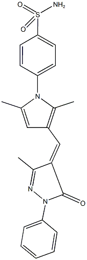 4-{2,5-dimethyl-3-[(3-methyl-5-oxo-1-phenyl-1,5-dihydro-4H-pyrazol-4-ylidene)methyl]-1H-pyrrol-1-yl}benzenesulfonamide Structure