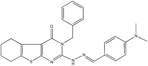 4-(dimethylamino)benzaldehyde (3-benzyl-4-oxo-3,4,5,6,7,8-hexahydro[1]benzothieno[2,3-d]pyrimidin-2-yl)hydrazone 구조식 이미지