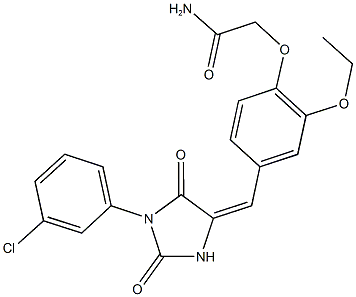 2-(4-{[1-(3-chlorophenyl)-2,5-dioxo-4-imidazolidinylidene]methyl}-2-ethoxyphenoxy)acetamide Structure