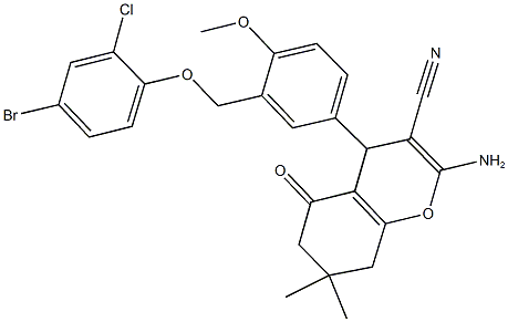2-amino-4-{3-[(4-bromo-2-chlorophenoxy)methyl]-4-methoxyphenyl}-7,7-dimethyl-5-oxo-5,6,7,8-tetrahydro-4H-chromene-3-carbonitrile Structure