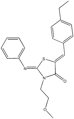 5-(4-ethylbenzylidene)-3-(2-methoxyethyl)-2-(phenylimino)-1,3-thiazolidin-4-one 구조식 이미지