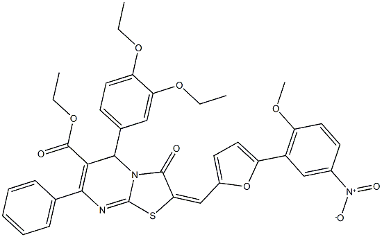 ethyl 5-(3,4-diethoxyphenyl)-2-[(5-{5-nitro-2-methoxyphenyl}-2-furyl)methylene]-3-oxo-7-phenyl-2,3-dihydro-5H-[1,3]thiazolo[3,2-a]pyrimidine-6-carboxylate Structure