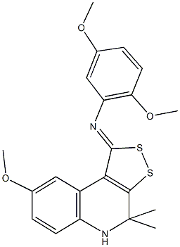 N-(2,5-dimethoxyphenyl)-N-(8-methoxy-4,4-dimethyl-4,5-dihydro-1H-[1,2]dithiolo[3,4-c]quinolin-1-ylidene)amine 구조식 이미지