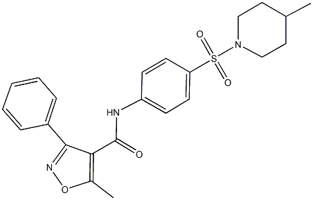 5-methyl-N-{4-[(4-methylpiperidin-1-yl)sulfonyl]phenyl}-3-phenylisoxazole-4-carboxamide Structure