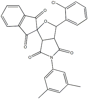 1-(2-chlorophenyl)-5-(3,5-dimethylphenyl)-3a,6a-dihydrospiro(1H-furo[3,4-c]pyrrole-3,2'-[1'H]-indene)-1',3',4,6(2'H,3H,5H)-tetrone Structure