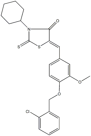 5-{4-[(2-chlorobenzyl)oxy]-3-methoxybenzylidene}-3-cyclohexyl-2-thioxo-1,3-thiazolidin-4-one Structure