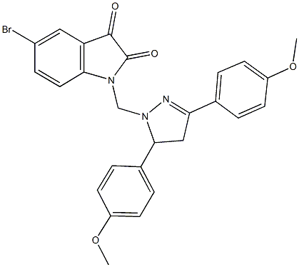 1-{[3,5-bis(4-methoxyphenyl)-4,5-dihydro-1H-pyrazol-1-yl]methyl}-5-bromo-1H-indole-2,3-dione Structure