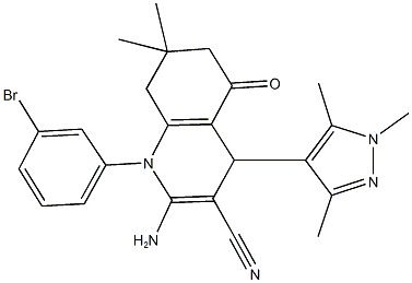 2-amino-1-(3-bromophenyl)-7,7-dimethyl-5-oxo-4-(1,3,5-trimethyl-1H-pyrazol-4-yl)-1,4,5,6,7,8-hexahydro-3-quinolinecarbonitrile 구조식 이미지