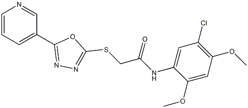 N-(5-chloro-2,4-dimethoxyphenyl)-2-{[5-(3-pyridinyl)-1,3,4-oxadiazol-2-yl]sulfanyl}acetamide 구조식 이미지
