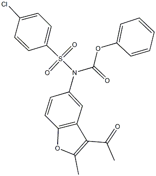 phenyl 3-acetyl-2-methyl-1-benzofuran-5-yl[(4-chlorophenyl)sulfonyl]carbamate 구조식 이미지