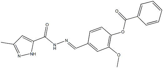 2-methoxy-4-{2-[(3-methyl-1H-pyrazol-5-yl)carbonyl]carbohydrazonoyl}phenyl benzoate 구조식 이미지