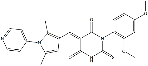 1-(2,4-dimethoxyphenyl)-5-{[2,5-dimethyl-1-(4-pyridinyl)-1H-pyrrol-3-yl]methylene}-2-thioxodihydro-4,6(1H,5H)-pyrimidinedione 구조식 이미지