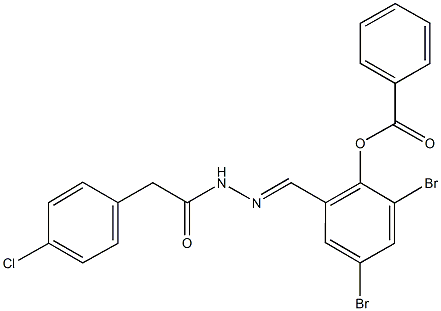 2,4-dibromo-6-{2-[(4-chlorophenyl)acetyl]carbohydrazonoyl}phenyl benzoate Structure