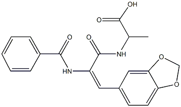 N-[3-(1,3-benzodioxol-5-yl)-2-(benzoylamino)acryloyl]alanine 구조식 이미지