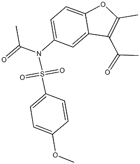 N-acetyl-N-(3-acetyl-2-methyl-1-benzofuran-5-yl)-4-methoxybenzenesulfonamide Structure