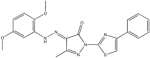 3-methyl-1-(4-phenyl-1,3-thiazol-2-yl)-1H-pyrazole-4,5-dione 4-[(2,5-dimethoxyphenyl)hydrazone] Structure