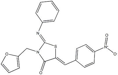 3-(2-furylmethyl)-5-{4-nitrobenzylidene}-2-(phenylimino)-1,3-thiazolidin-4-one 구조식 이미지