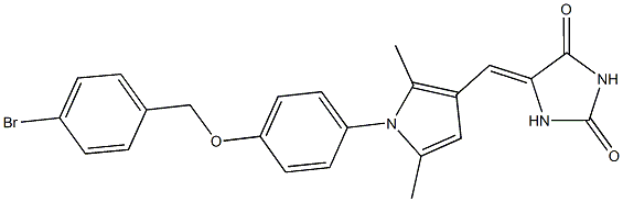 5-[(1-{4-[(4-bromobenzyl)oxy]phenyl}-2,5-dimethyl-1H-pyrrol-3-yl)methylene]-2,4-imidazolidinedione 구조식 이미지