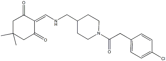 2-{[({1-[(4-chlorophenyl)acetyl]-4-piperidinyl}methyl)amino]methylene}-5,5-dimethyl-1,3-cyclohexanedione 구조식 이미지