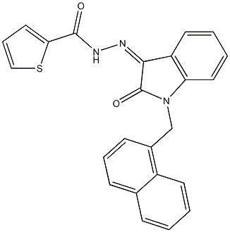 N'-[1-(1-naphthylmethyl)-2-oxo-1,2-dihydro-3H-indol-3-ylidene]-2-thiophenecarbohydrazide 구조식 이미지