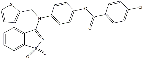 4-[(1,1-dioxido-1,2-benzisothiazol-3-yl)(thien-2-ylmethyl)amino]phenyl 4-chlorobenzoate 구조식 이미지